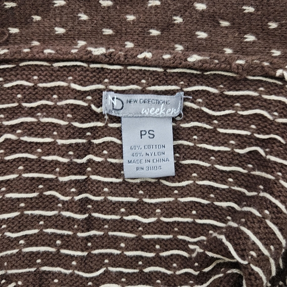 new directions Knit Cardigan in Brown & Cream Print Women’s Size PS - Picture 3 of 4